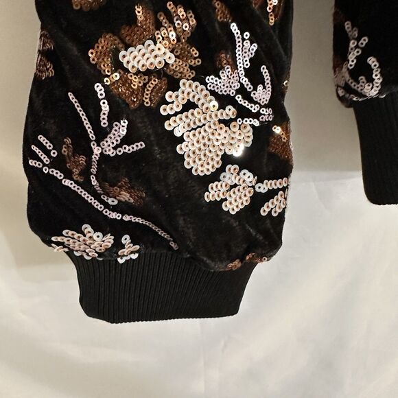 NEW Forever 21 Men’s Floral Sequin Bomber Jacket Coat Sz LARGE - Picture 6 of 9